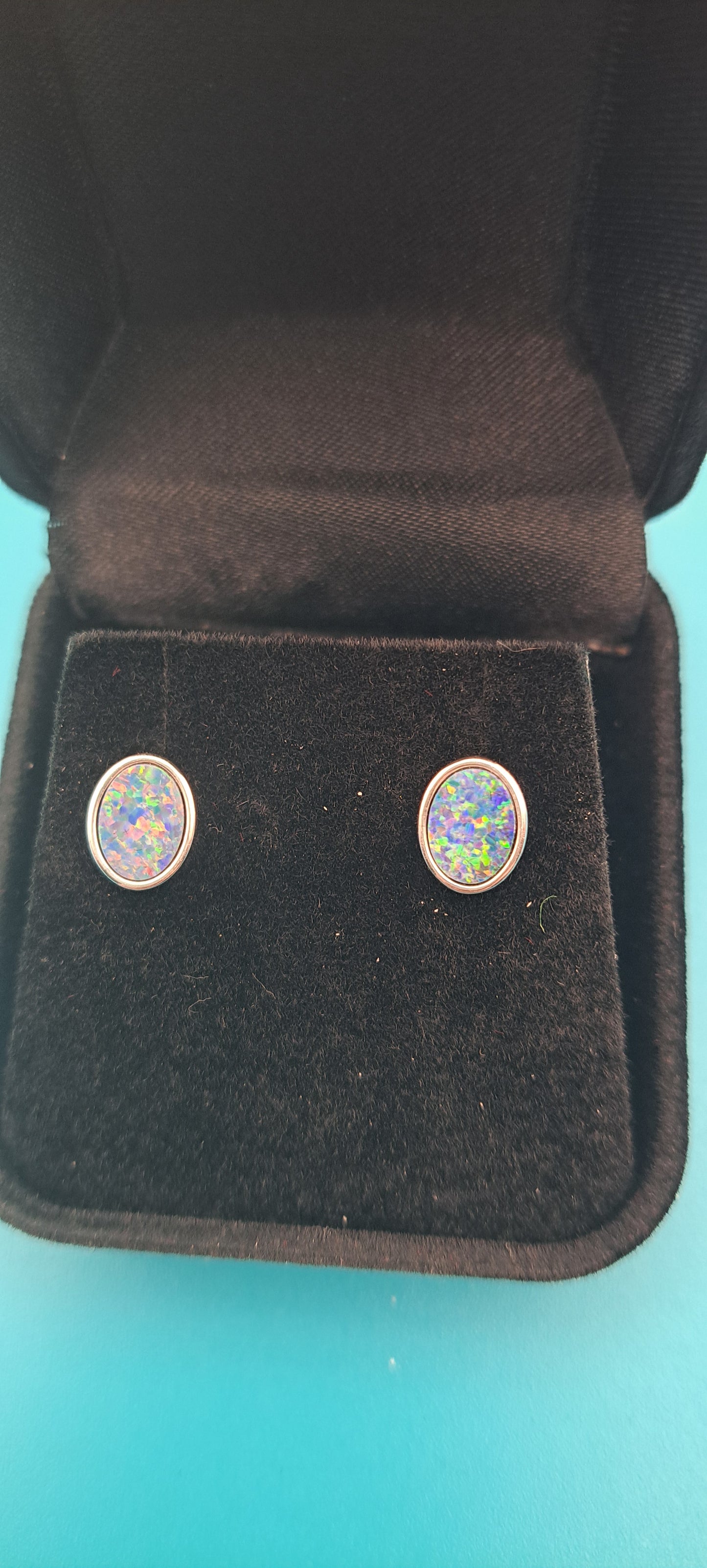 Natural Australian Doublet Opal Earring